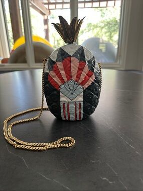 Aranaz Pineapple Crossbody Bag in Black, Red & Gold